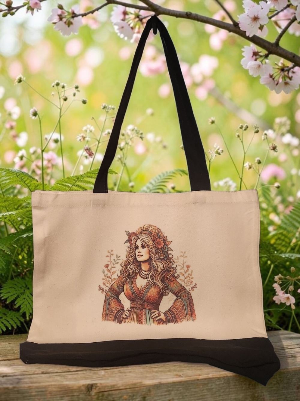 Retro Dolly Canvas Bag. Double Sided. Hand Crafted